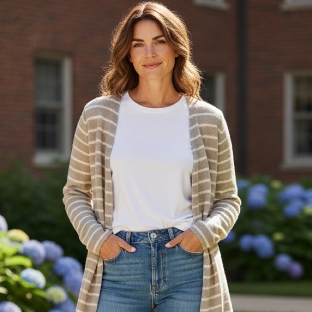Garnet Hill XS Open Front Cashmere Cardigan Preppy‎ Office Career Softgirl